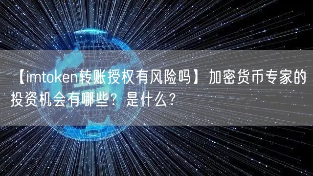 【imtoken转账授权有风险吗】加密货币专家的投资机会有哪些？是什么？